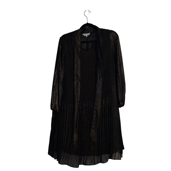 NANETTE Nanette Lepore Dresses & Skirts - Nanette Lepore Black & Gold Sparkle Swing Dress with Tie Neck